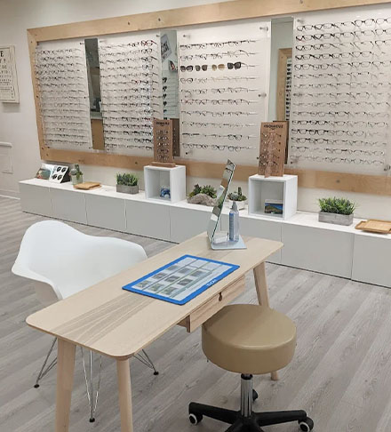 frames in optometry clinic